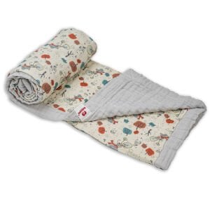 4 Layer Muslin Blanket - Cute Mouse Gray