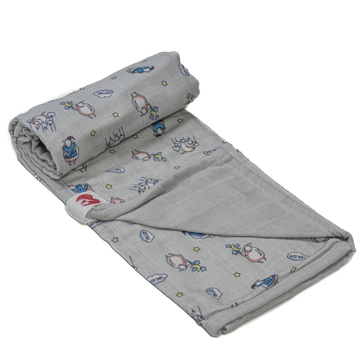 Muslin Blanket - Gray Background Lambs