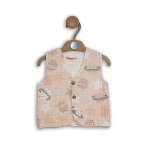 Muslin Vest - Pink Planets